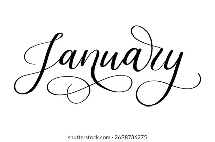January month hand written using calligraphic style