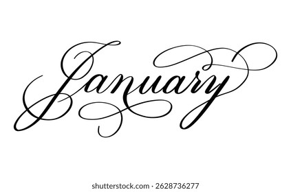 January month hand written using calligraphic style