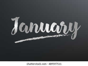 January month text written on the blackboard with chalk board effect vector graphic illustration