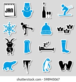 january month theme set of simple stickers eps10