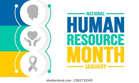 January is National Human Resource Month background template. Holiday concept. background, banner, placard, card, and poster design template with text inscription and standard color. vector.