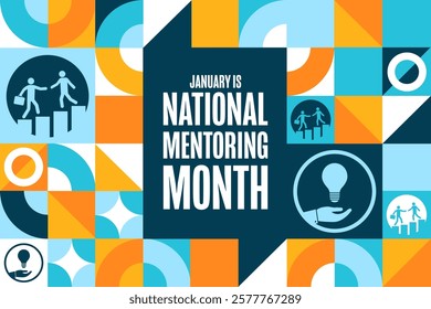 January is National Mentoring Month. Holiday concept. Template for background, banner, card, poster with text. Vector EPS10 illustration