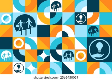 January is National Mentoring Month. Seamless geometric pattern. Template for background, banner, card, poster. Vector EPS10 illustration