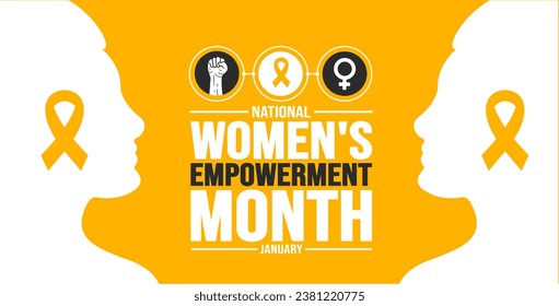 January is National Women's Empowerment Month background template. Holiday concept. background, banner, placard, card, and poster design template with text inscription and standard color. vector