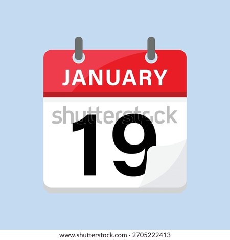 January nineteenth calendar icon flat design style weekend day event reminder graphic