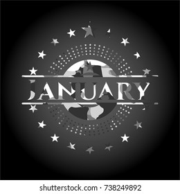 January on grey camouflaged texture
