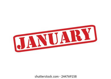 JANUARY Red Rubber Stamp vector over a white background.