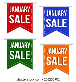 January sale banner design set over a white background, vector illustration