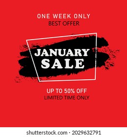 January Sale banner. Sale offer price sign. Brush vector banner. Discount