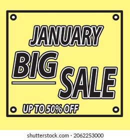 January Sale discount up to 50% off shopping with simple colors on a cool background. It is suitable for social media, websites, stores, web and others. vector background