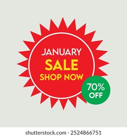 Janvier Vente Affiche Photos Et Bannières, Janvier Vente Publicité Rouge Et Blanc Bannière Image vectorielle Template