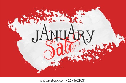 January Sale text made with custom made font and lettering on white painted red wall