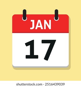 January Seventeenth. Jan 17th. Daily Calendar in Flat Design Vector. Month. Day Illustration. Date Icon. Time Concept.