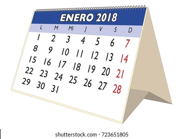 January Sheet Spanish Desk Calendar Year Stock Vector (Royalty Free ...