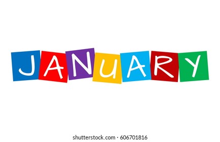 january, text in colorful rotated squares