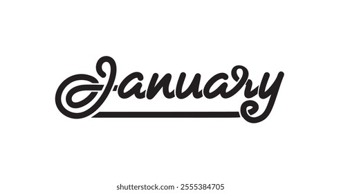 January Text Illustration. Handwritten Calligraphy Vector Design. Great for New Year Celebrations, Monthly Promotions, Social Media Content, and Creative Projects That Inspire Fresh Beginnings