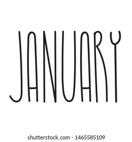 January text for print, web, decoration. Hand drawn unique lettering sign. Calendar typography. Elegant font for poster, cover, template. Seasonal lettering design.
