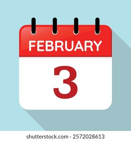 January Thirteenth. Calendar Page Vector. Red, White and Yellow. Date Illustration. Time Concept. Jan 13th.