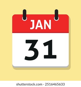 January Thirty-First. Jan 31st. Daily Calendar in Flat Design Vector. Month. Day Illustration. Date Icon. Time Concept.