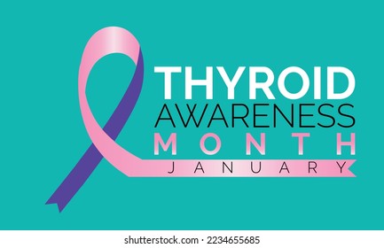  January is Thyroid Awareness Month vector. Thyroid disease icon vector isolated on a blue background.