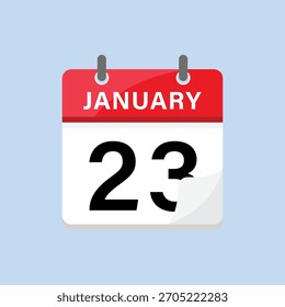 Enero veintitrés calendario icono de diseño plano recordatorio de estilo para el evento de mediados de mes