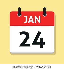 January Twenty-Fourth. Jan 24th. Daily Calendar in Flat Design Vector. Month. Day Illustration. Date Icon. Time Concept.