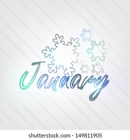 January Typography - background in retro style with snowflakes and label. (EPS10 Vector)