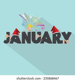 January Typography Design Vector Illustration