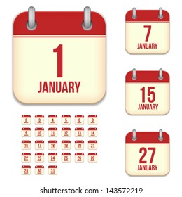 January Vector Calendar Icons