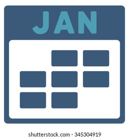 January vector icon. Style is bicolor flat symbol, cyan and blue colors, rounded angles, white background.