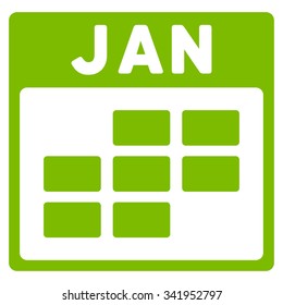 January vector icon. Style is flat symbol, eco green color, rounded angles, white background.