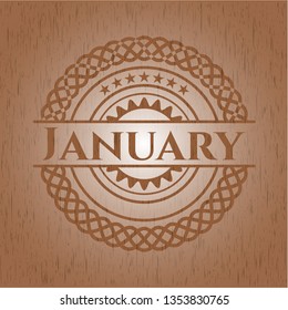 January vintage wood emblem