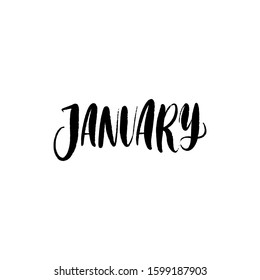 January WINTER MONTH VECTOR HAND LETTERING. WINTER MONTH TYPOGRAPHY