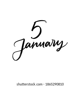 JANUARY WINTER MONTH VECTOR HAND LETTERING. WINTER MONTH. DAY VECTOR HAND LETTERING ICON. the 5 of january. FOR CALENDAR