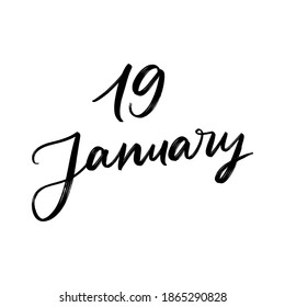 JANUARY WINTER MONTH VECTOR HAND LETTERING. WINTER MONTH. DAY VECTOR HAND LETTERING ICON. the 19 of january. FOR CALENDAR
