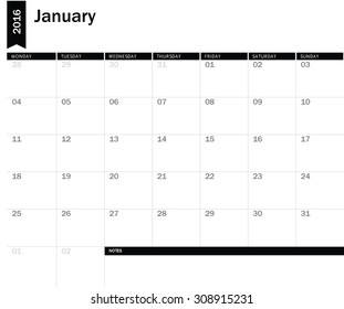 January2016 - planning calendar 