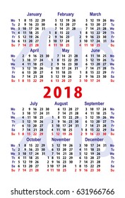 January-December 2018. Monday-Sunday