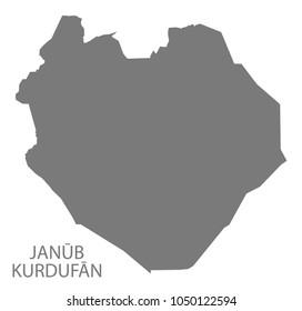 Janub Kurdufan map of Sudan grey illustration shape