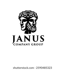 Janus Greek Two Faces Sculpture Ancient Roman Myth logo design