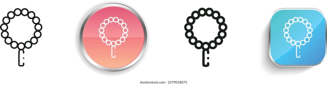 japa mala icon. Thin Linear, Regular and Button Style Design Isolated On White Background