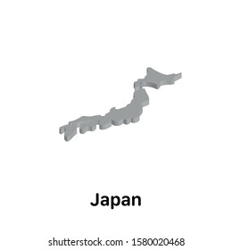 Japan 3d map, perspective illustration vector