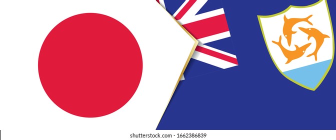 Japan and Anguilla flags, two vector flags symbol of relationship or confrontation.