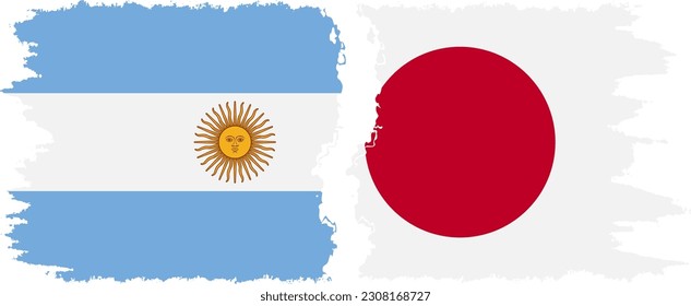 Japan and Argentina grunge flags connection, vector