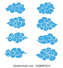 elemento azul de la nube de arte de Japón 
