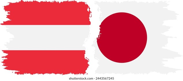 Japan and Austria grunge flags connection, vector