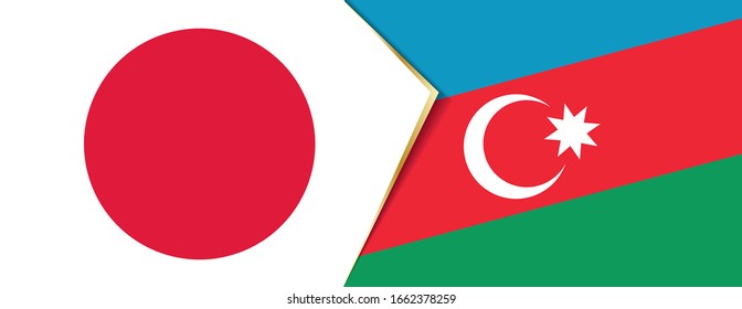 Japan and Azerbaijan flags, two vector flags symbol of relationship or confrontation.