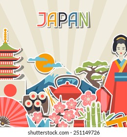 Japan background design. Illustration on Japanese theme.