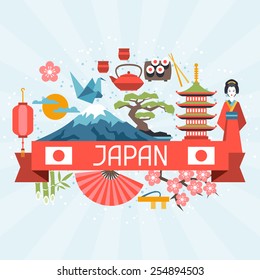 Japan background design. Illustration on Japanese theme.