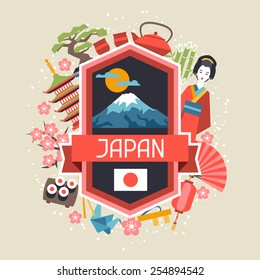 Japan background design. Illustration on Japanese theme.