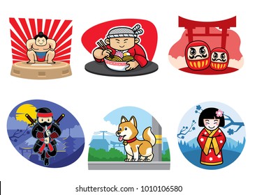 japan badge design set